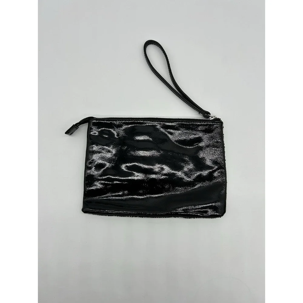 White House Black Market Black Beaded Evening Womens Wristlet Makeup Bag - Picture 3 of 9